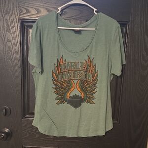 Harley-Davidson Women's Tee in Green with Graphic